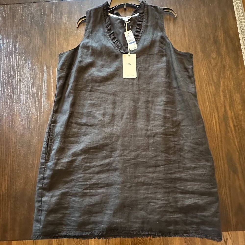 Tommy Bahama Two Palms Ruffle Shift Dress Black XL NWT